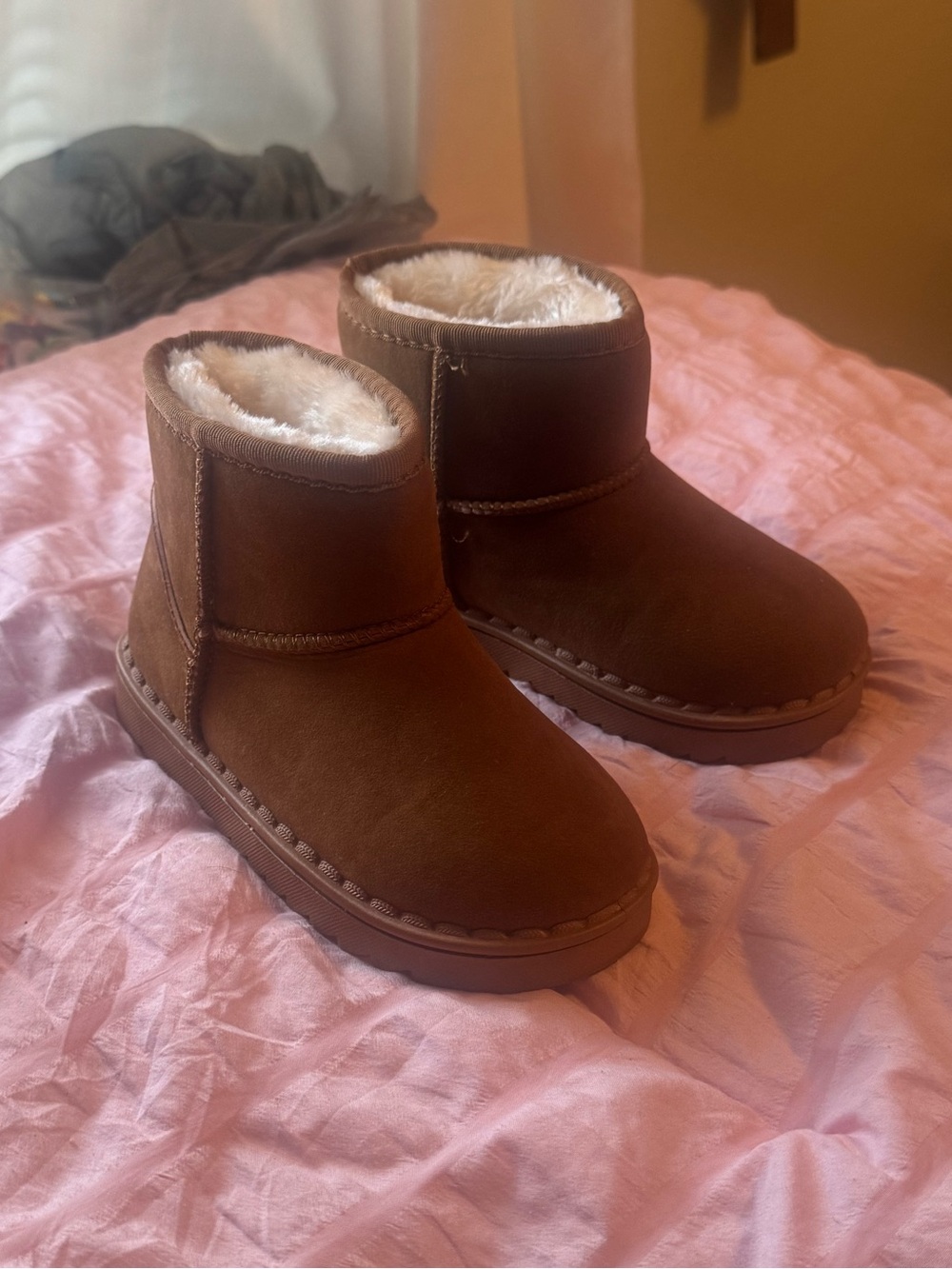 Kids Brown Faux-Shearling Winter Boots